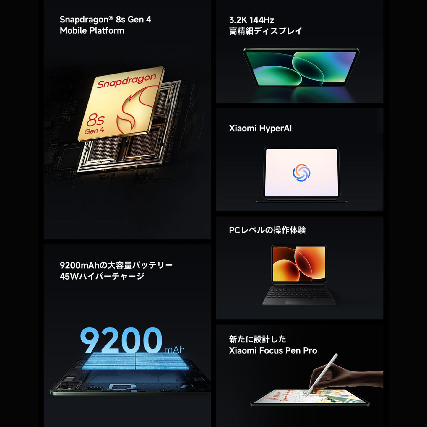 Xiaomi Pad 8 8GB+256GB グレー 11.2インチ 3.2K 144Hz高精細ディスプレイ 9200mAhバッテリー 超薄型デザイン エンターテインメント 作業 会議用