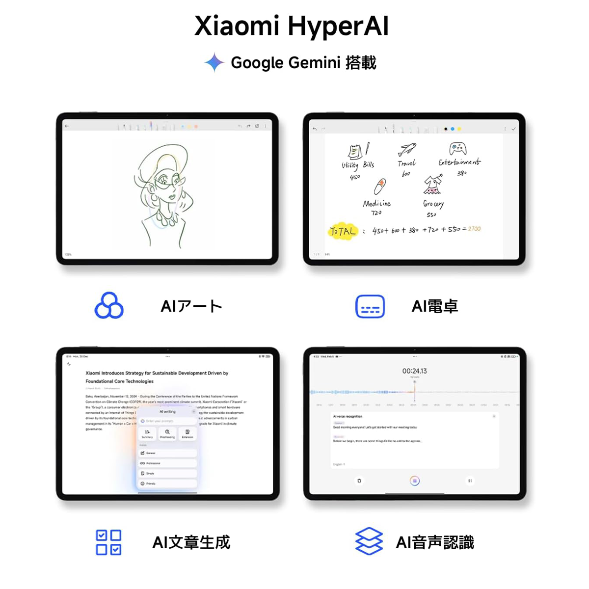 Xiaomi POCO Pad X1 8GB+512GB 11.2インチ大画面  8850mAh大容量バッテリー  クアッドスピーカー WIFIバージョン  6.18mm超薄型ボディ ゲームやオフィスワークに最適