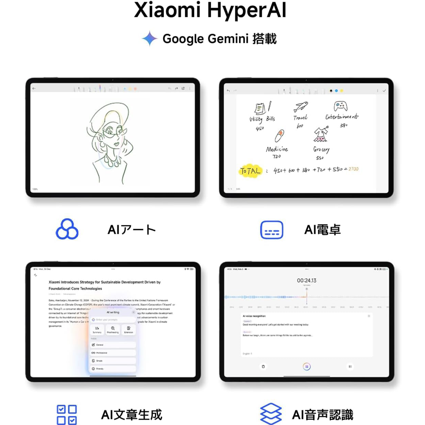 Xiaomi Pad 7 8G+256G グレー 3.2K 144Hz高精細ディスプレイ  8850mAhバッテリー  エンターテインメント 作業 会議用